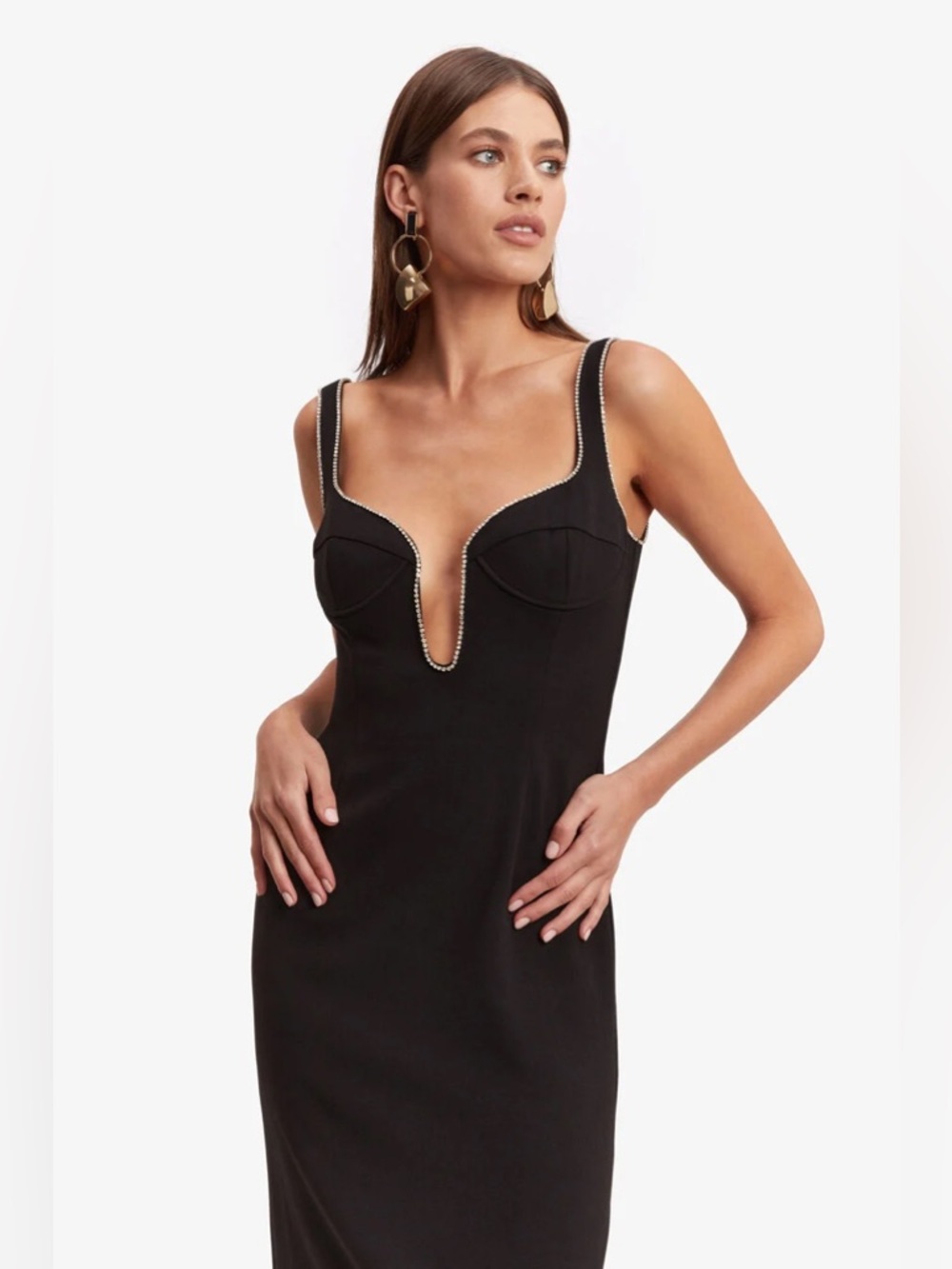Bardot Brooklyn Diamante Midi Dress Black Size 8 NWT